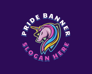 Unicorn Rainbow Horse logo design