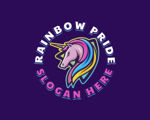 Unicorn Rainbow Horse logo design