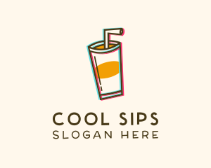 Refreshment - Straw Drink Anaglyph logo design