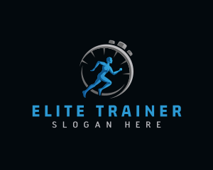 Stopwatch Fitness Runner logo design