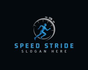 Stopwatch Fitness Runner logo design