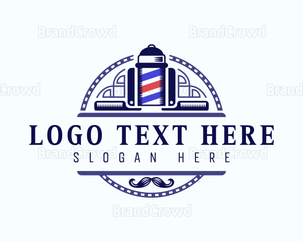 Barbershop Mustache Grooming Logo