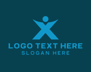 Lettermark - Dancing Person  Letter X logo design