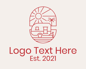 Truck - Caravan Vacation Sun logo design