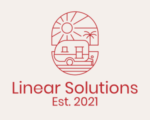 Linear - Caravan Vacation Sun logo design