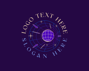 Technology - Globe Y2K Vortex logo design