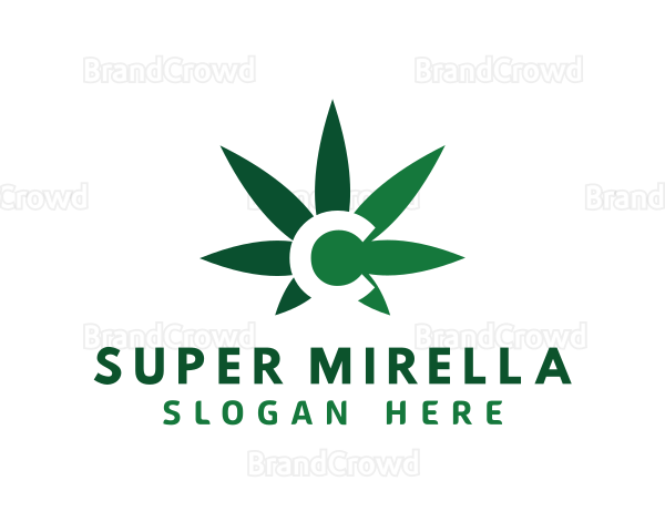 Green Cannabis Marijuana Letter C Logo