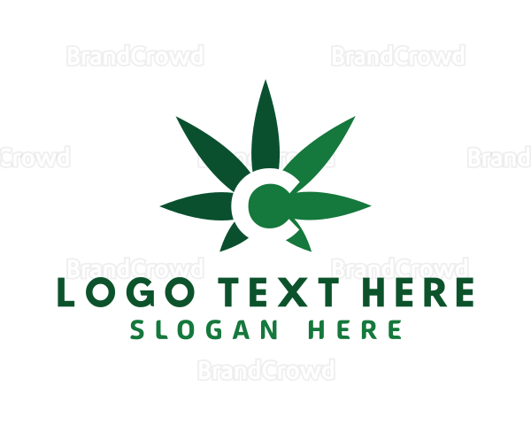 Green Cannabis Marijuana Letter C Logo