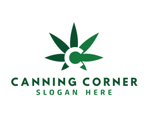 Green Cannabis Marijuana Letter C logo design