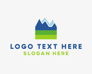 Blue And Green - Mountain Field Scenery logo design