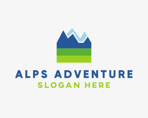 Alps - Mountain Field Scenery logo design