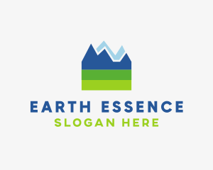 Geology - Mountain Field Scenery logo design