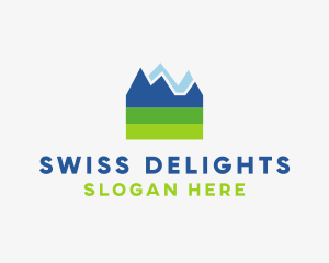 Swiss - Mountain Field Scenery logo design