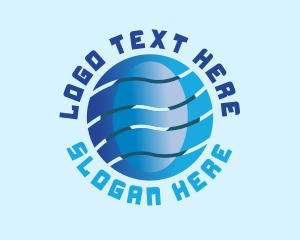 Global - Modern Wave Technology Globe logo design