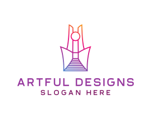 Geometric Tower Structure logo design