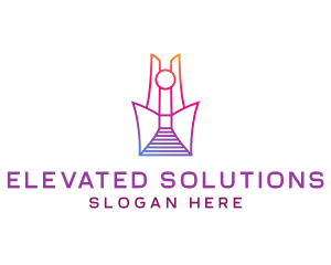 Geometric Tower Structure logo design