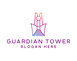 Geometric Tower Structure logo design