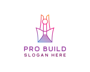 Geometric Tower Structure logo design