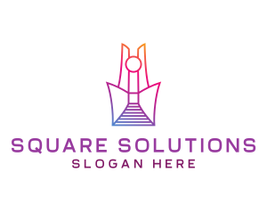 Geometric Tower Structure logo design