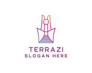 Geometric Tower Structure logo design