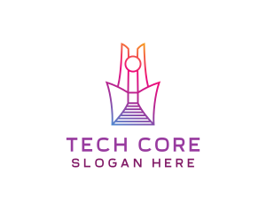 Geometric Tower Structure logo design