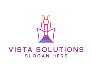 Geometric Tower Structure logo design