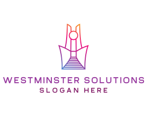 Geometric Tower Structure logo design