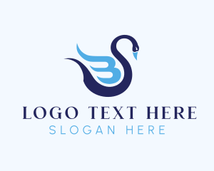 Pool - Blue Swan Letter B logo design