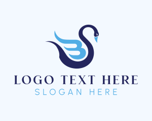 Swan - Blue Swan Letter B logo design