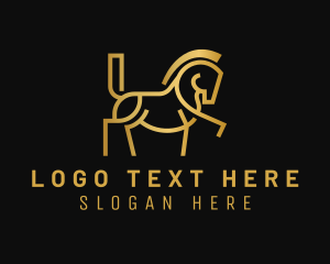 Monoline - Gold Gradient Horse logo design