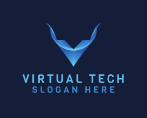 Online Gaming - Web Hosting Letter V Tech logo design