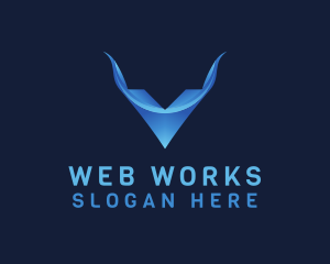 Web - Web Hosting Letter V Tech logo design