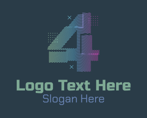 Number 4 - Modern Glitch Number 4 logo design