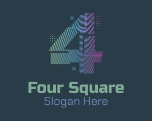 Four - Modern Glitch Number 4 logo design
