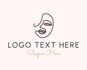 Lipstick - Monoline Woman Face logo design