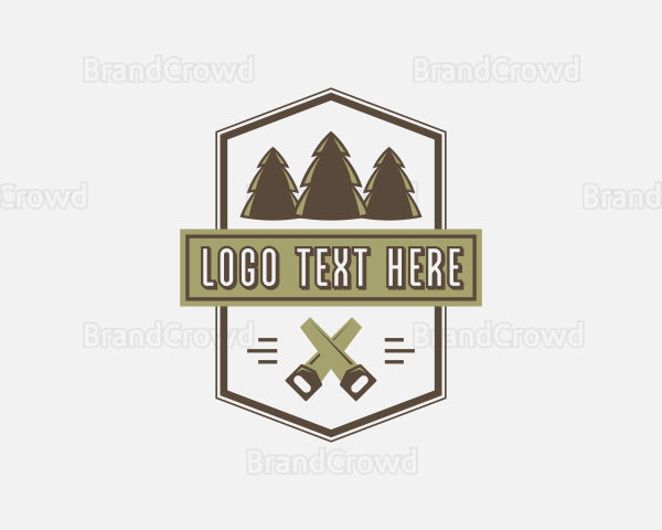 Handsaw Tree Lumberjack Logo