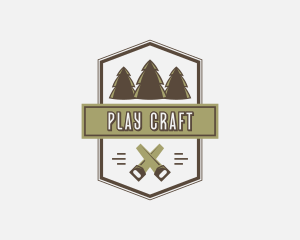 Handsaw Tree Lumberjack logo design