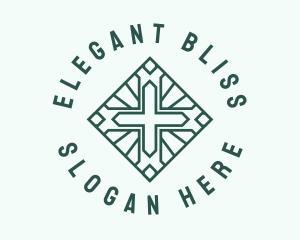 Youth Service - Green Religion Cross logo design