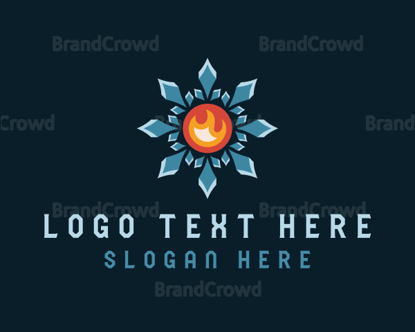 Crystal Snowflake Flame Logo