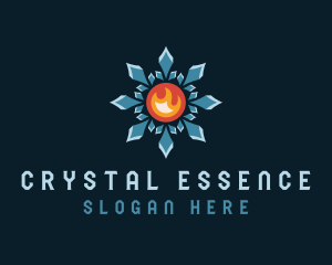 Crystal Snowflake Flame logo design