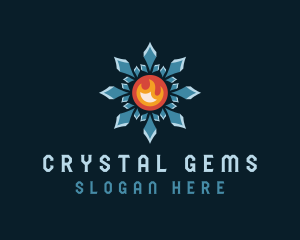 Crystal Snowflake Flame logo design