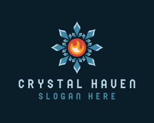 Crystal Snowflake Flame logo design