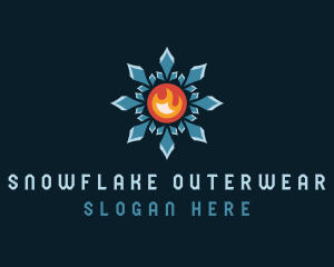 Crystal Snowflake Flame logo design