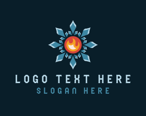 Snow - Crystal Snowflake Flame logo design