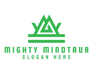 Green Tribal Mountain logo design