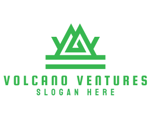 Eruption - Green Tribal Mountain logo design