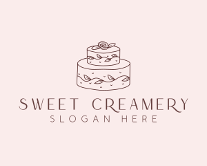 Floral Cake Dessert logo design