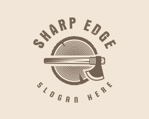 Woodcutter Axe Stump logo design