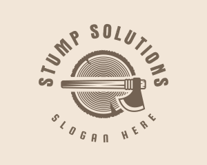 Stump - Woodcutter Axe Stump logo design