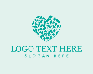 Teal - Eco Heart Plant logo design